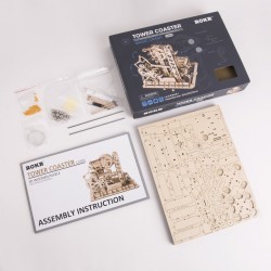 Robotime Circuit de billes, modèle avec tour et ascenseur Puzzles 3d en bois