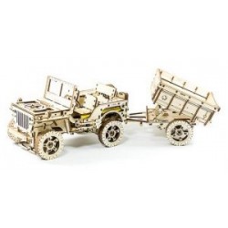 WOODEN.CITY Pack Wooden City, Jeep + Remorque Puzzles 3d en bois