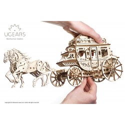 UGEARS Puzzle en bois mécanique, la diligence du far west, Ugears, Puzzles 3d en bois