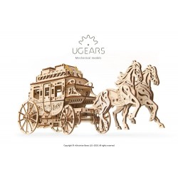 UGEARS Puzzle en bois mécanique, la diligence du far west, Ugears, Puzzles 3d en bois