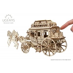 UGEARS Puzzle en bois mécanique, la diligence du far west, Ugears, Puzzles 3d en bois