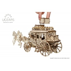 UGEARS Puzzle en bois mécanique, la diligence du far west, Ugears, Puzzles 3d en bois