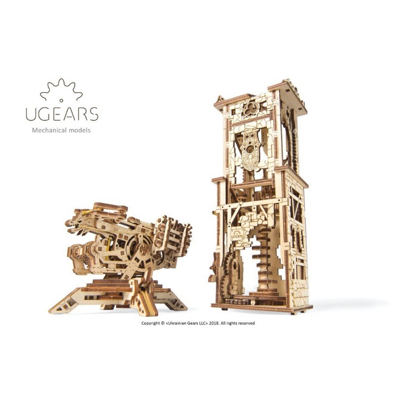UGEARS Maquette médiévale, la Tour et la Baliste. Ugears 70048. Puzzles 3d en bois