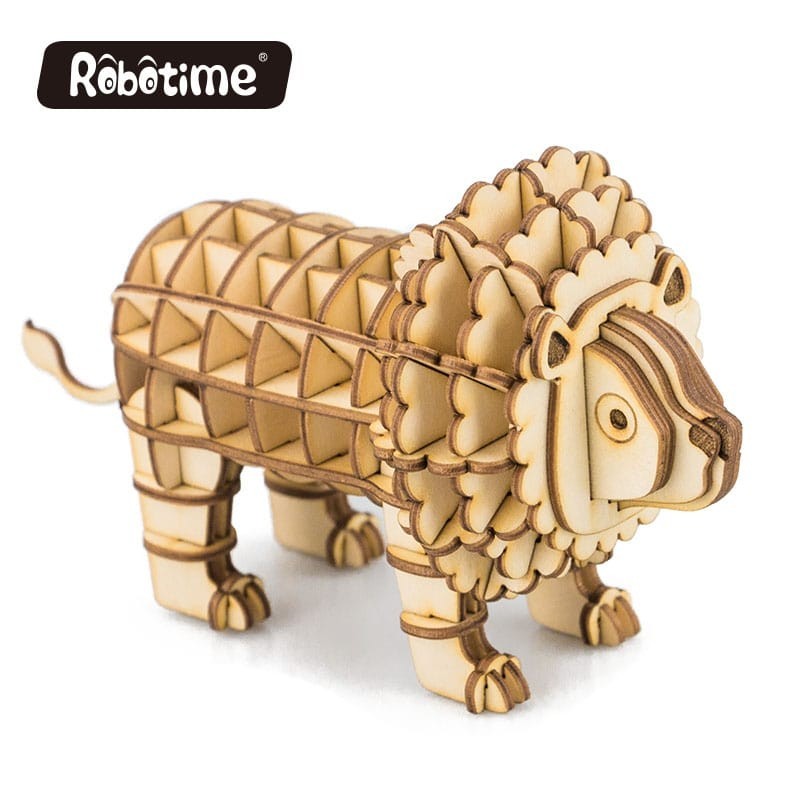 Robotime Puzzle 3d animaux, le Lion, Robotime Puzzles 3d en bois