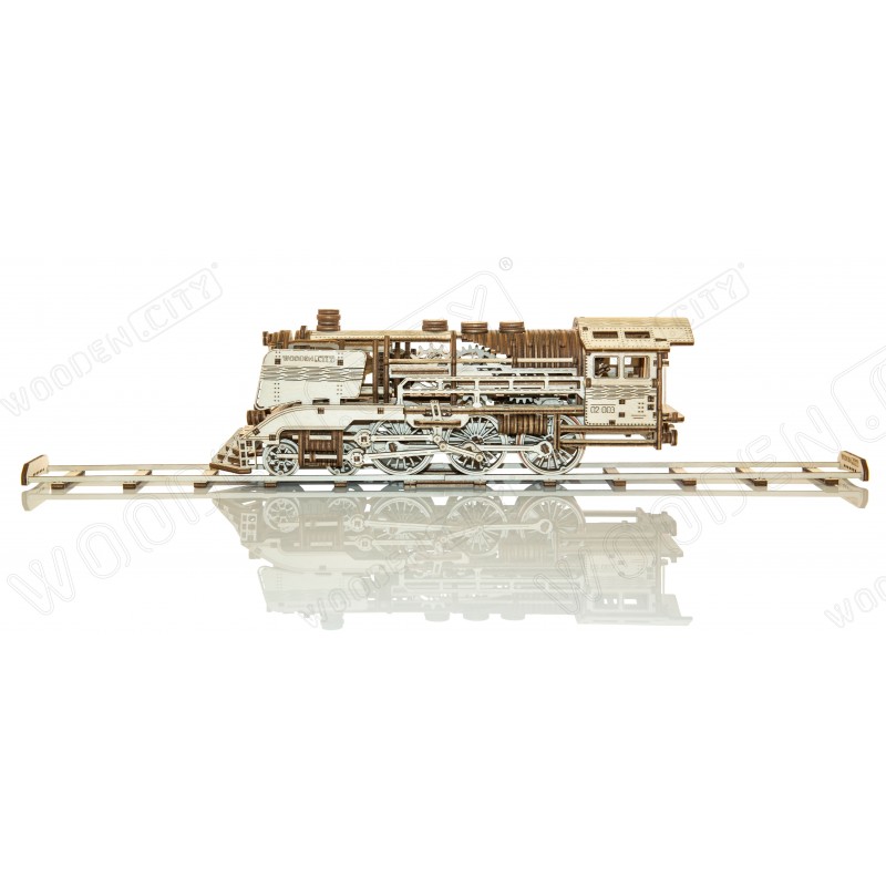 WOODEN.CITY Maquette en bois, locomotive et son tender, Wooden City Locomotives