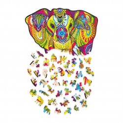 WOOD TRICK Puzzle Mandala en bois , Eléphant Splendide Puzzles en bois