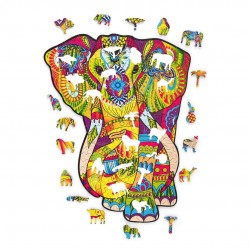 WOOD TRICK Puzzle Mandala en bois , Eléphant Splendide Puzzles en bois