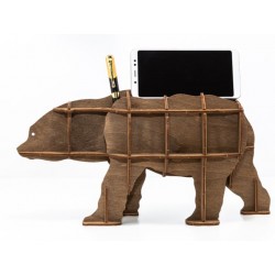 Eco Wood Art Organisateur de Bureau, Ours Brun Puzzles 3d en bois