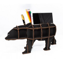Eco Wood Art Organisateur de bureau, Ours Noir Puzzles 3d en bois