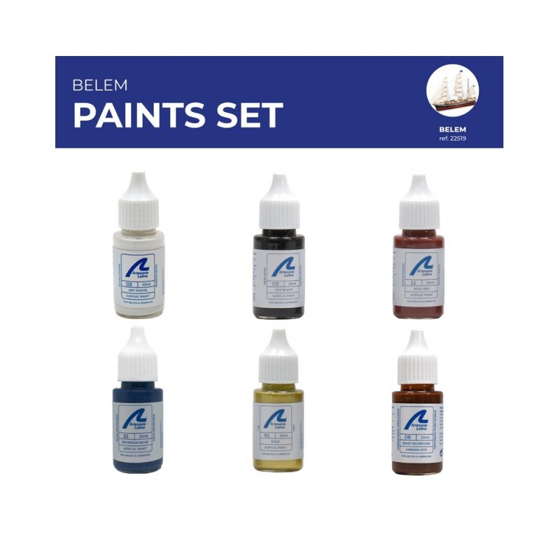 Artesania Latina Set de peintures et vernis pour le navire le Belem Colles, teintures, peintures