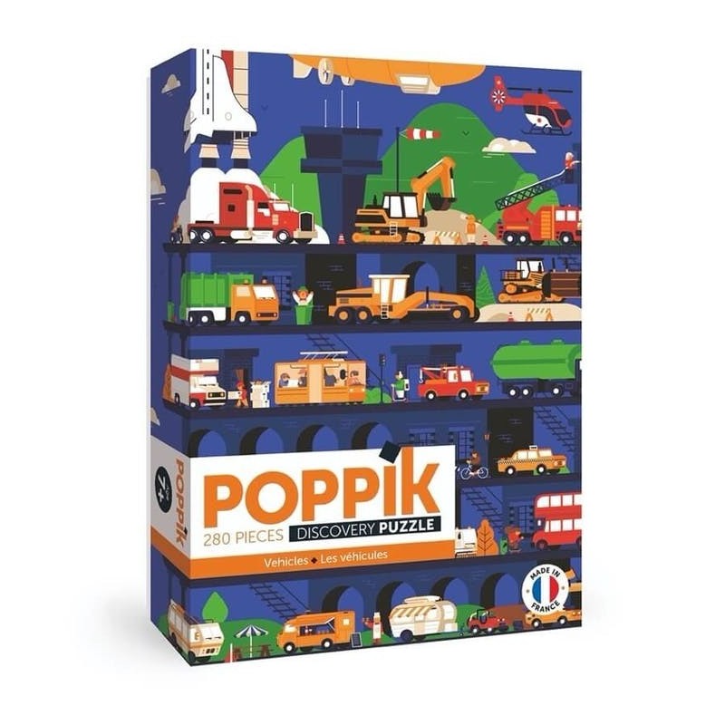 Puzzle 280 pièces, les véhicules, Poppik