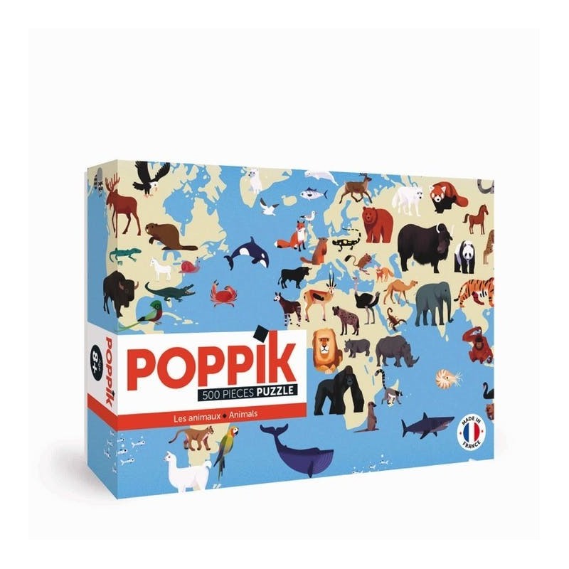 Puzzle 500 pièces, animaux du monde, Poppik