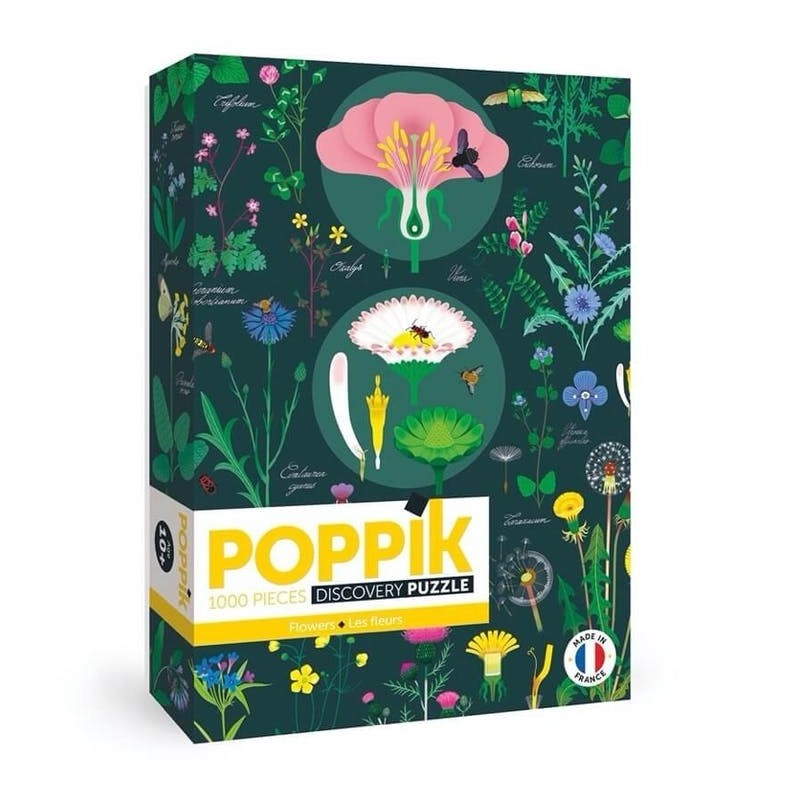 Puzzle 1000 pièces, illustration les fleurs, Poppik