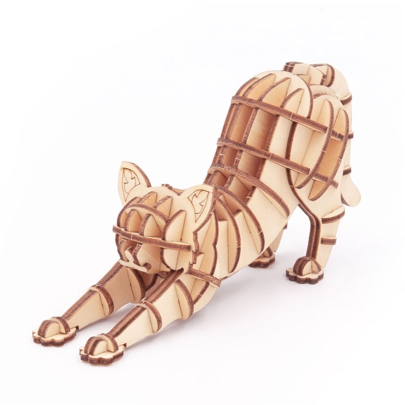 Puzzle en bois Animaux, le Chat s'Etirant