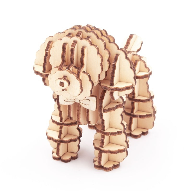 Puzzle 3d bois Animaux, le Caniche