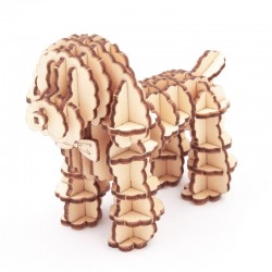 Puzzle 3d bois Animaux, le Caniche