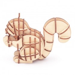 Puzzle Animaux 3d en Bois, Ecureuil avec sa noisette
