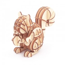 Puzzle Animaux 3d en Bois, Ecureuil avec sa noisette