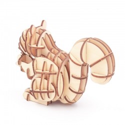 Puzzle Animaux 3d en Bois, Ecureuil avec sa noisette
