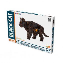 Puzzle 3d mécanique de chat , Eco Wood Art, puzzle chat noir, 4815123002598