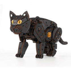 Puzzle 3d mécanique de chat , Eco Wood Art, puzzle chat noir, 4815123002598