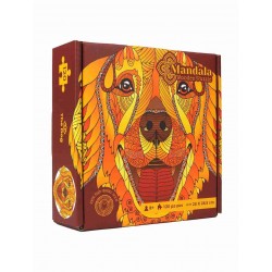 Joli petit puzzle en bois composé de pièces spéciales, motif chien mandala