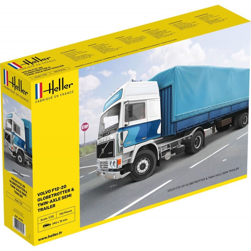 Maquette de camion 1/32, Volvo F12 Globetrotter et savoyarde, Heller , 3279510817034