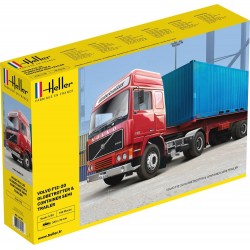 maquettes de camions, Volvo F12 et remorque porte container, Heller, 3279510817027