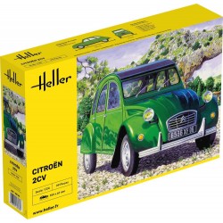 maquette de voiture 1.24, la mythique 2CV Citroën, maquette Heller, 3279510807653