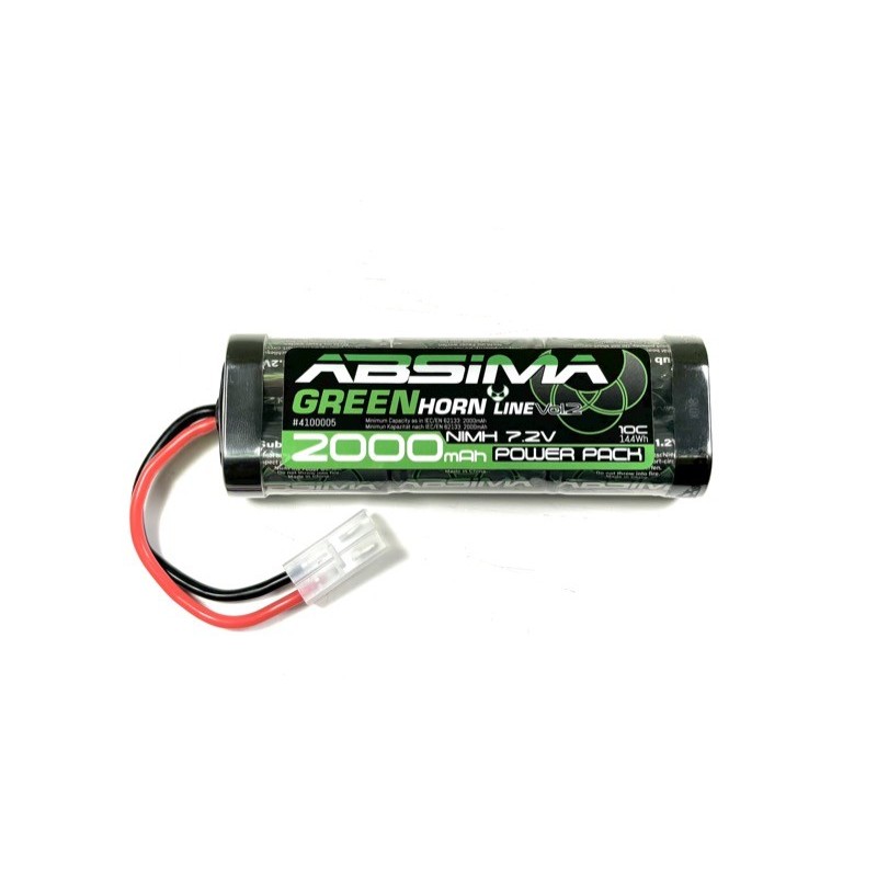 Batterie NIMH 7,2 V, 2000 Ampères, prise Tamiya, Batterie Absima, 4250650959777