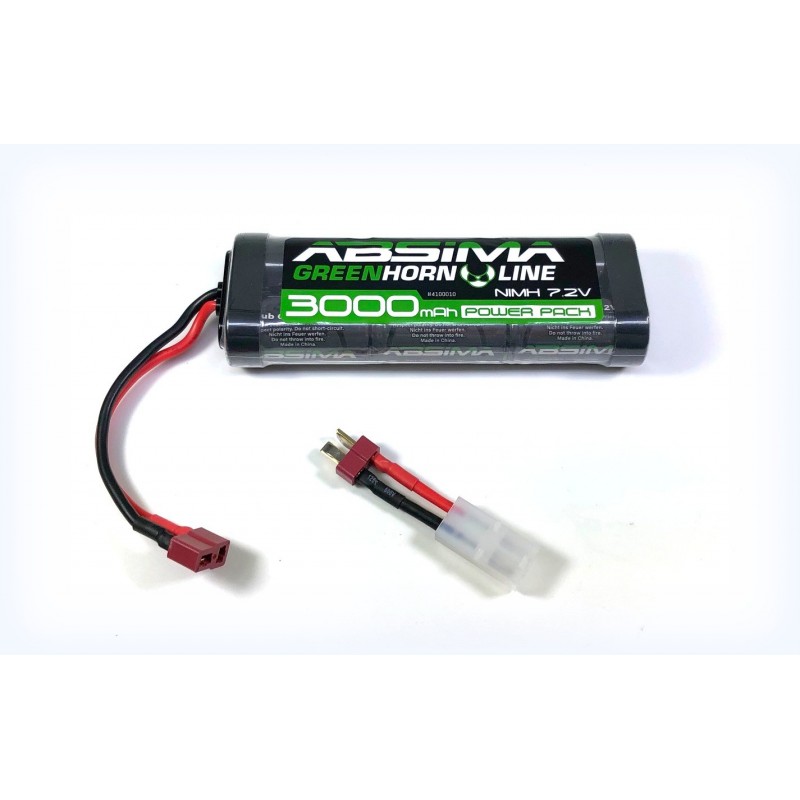 batterie NIMH pour voiture radiocommandée, 3000 NIMH, livré avec prise T et adaptateur Tamiya, 4250650940133