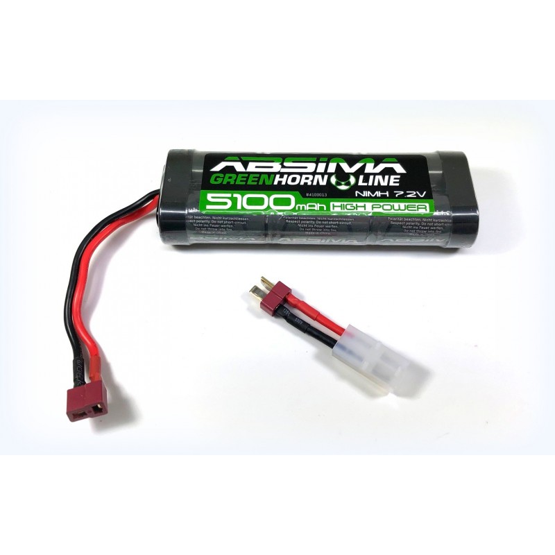 Batterie Nimh RC, 7,2 V, 5100 Mah, Absima. Livrée avec prise Dean / T et adaptateur Voiture Tamiya, 4250650940164