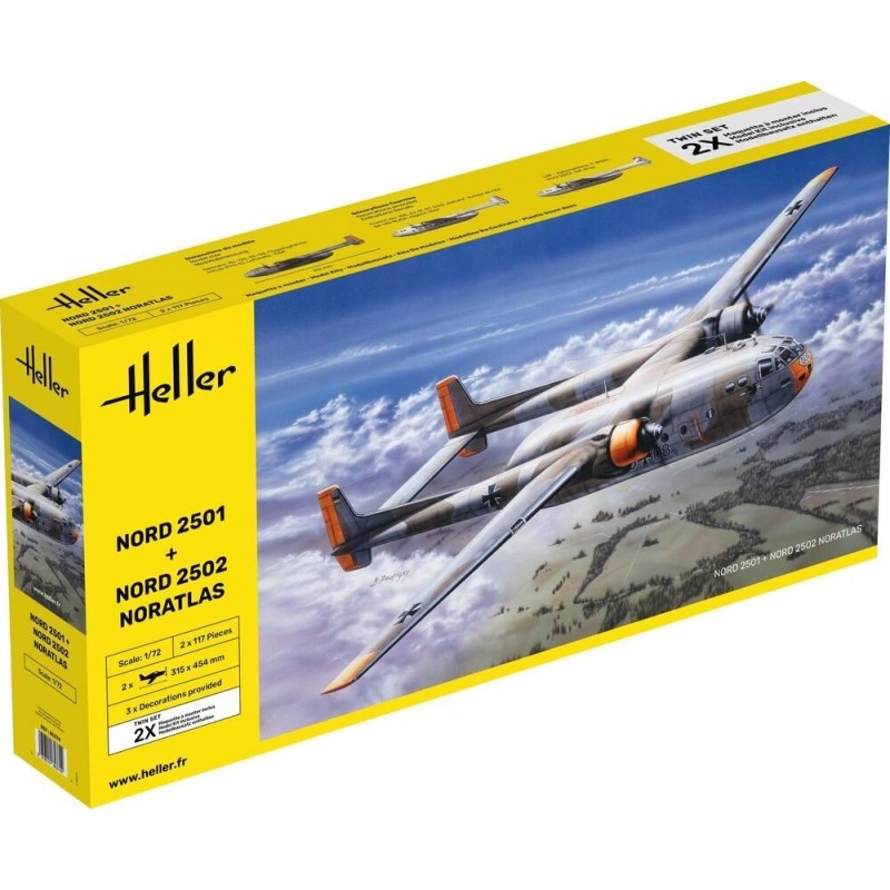 Maquette avion 1/72, Noratlas , Heller Twin Set Nord 2501 + Nord 2502 "Noratlas", 3279510853742