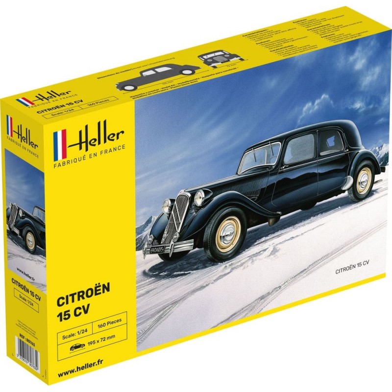 maquette Citroen 15 CV, maquette de voiture 1/24, maquette Heller, 3279510807639