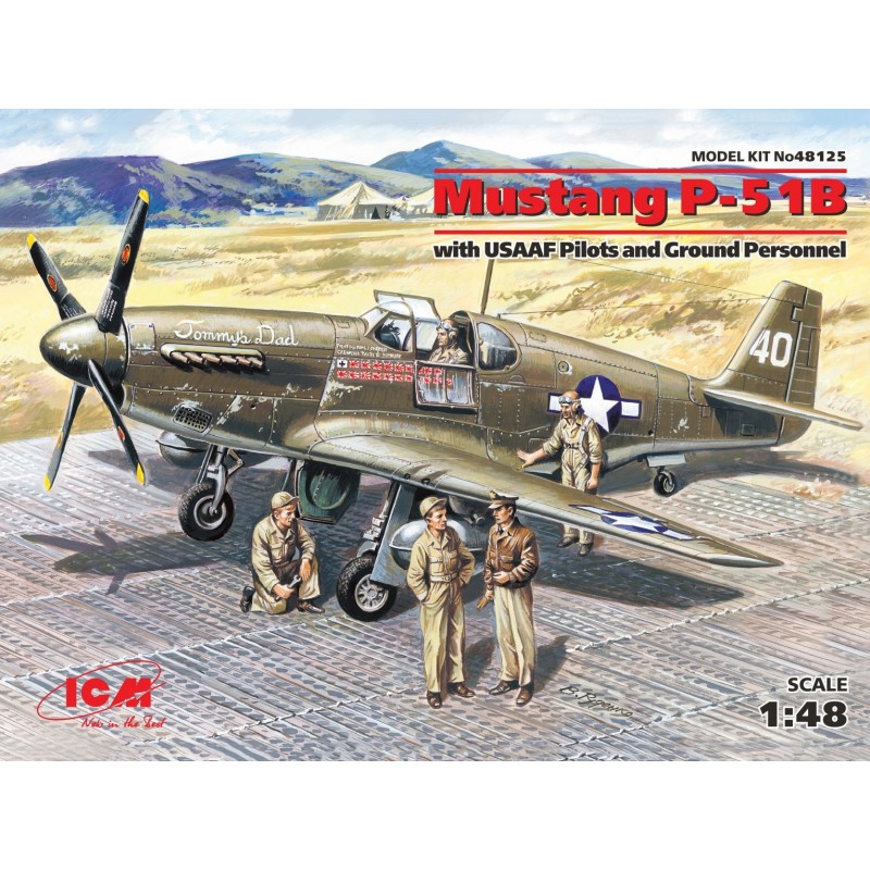 maquette ICM 1/48 Mustang P-51 B WWII avec pilotes  USAAF et Personnel, 4823044400478