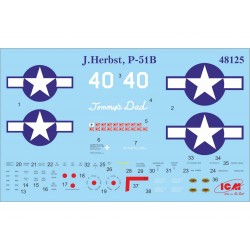 maquette ICM 1/48 Mustang P-51 B WWII avec pilotes  USAAF et Personnel, 4823044400478