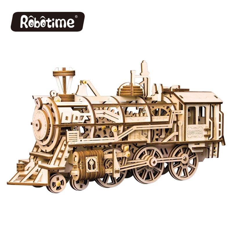 Robotime la Locomotive vue par Robotime, puzzle 3d mécanique Puzzles 3d en bois