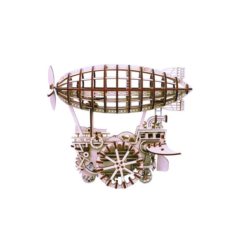 Robotime le dirigeable vue par Robotime, puzzle 3d mécanique. Univers Steampunk