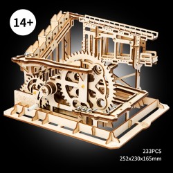 Robotime Circuit de billes en bois, modèle à crémaillère. Accueil