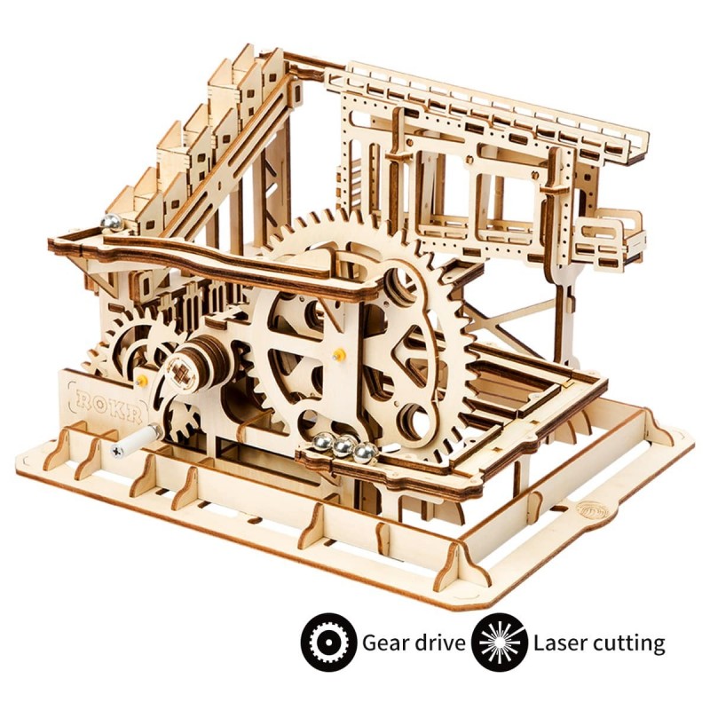 Robotime Circuit de billes en bois, modèle à crémaillère. Accueil