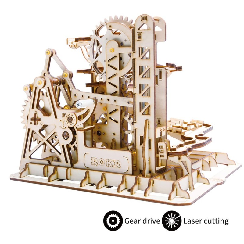 Robotime Circuit de billes, modèle avec tour et ascenseur Puzzles 3d en bois