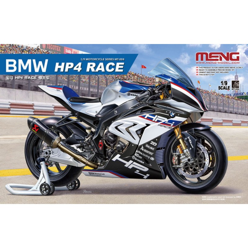 Maquette Meng Moto 1/9 ref MT 004, Maquette moto BMW HP4 RACE, EAN 4897038553297
