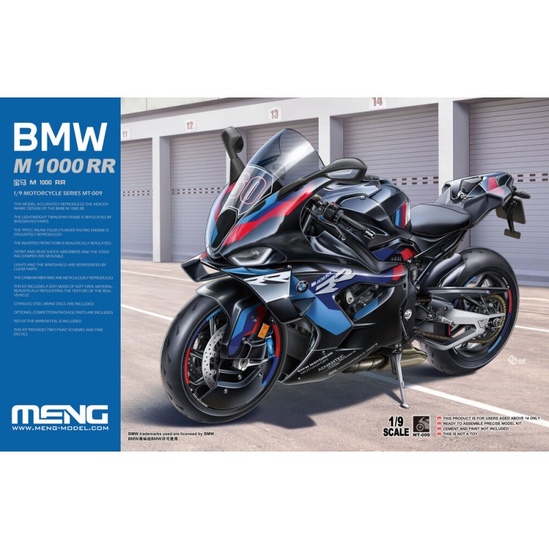 Maquette Meng Moto 1/9 ref MT 009 , Maquette moto BMW M 1000 RR, EAN 4897038554522