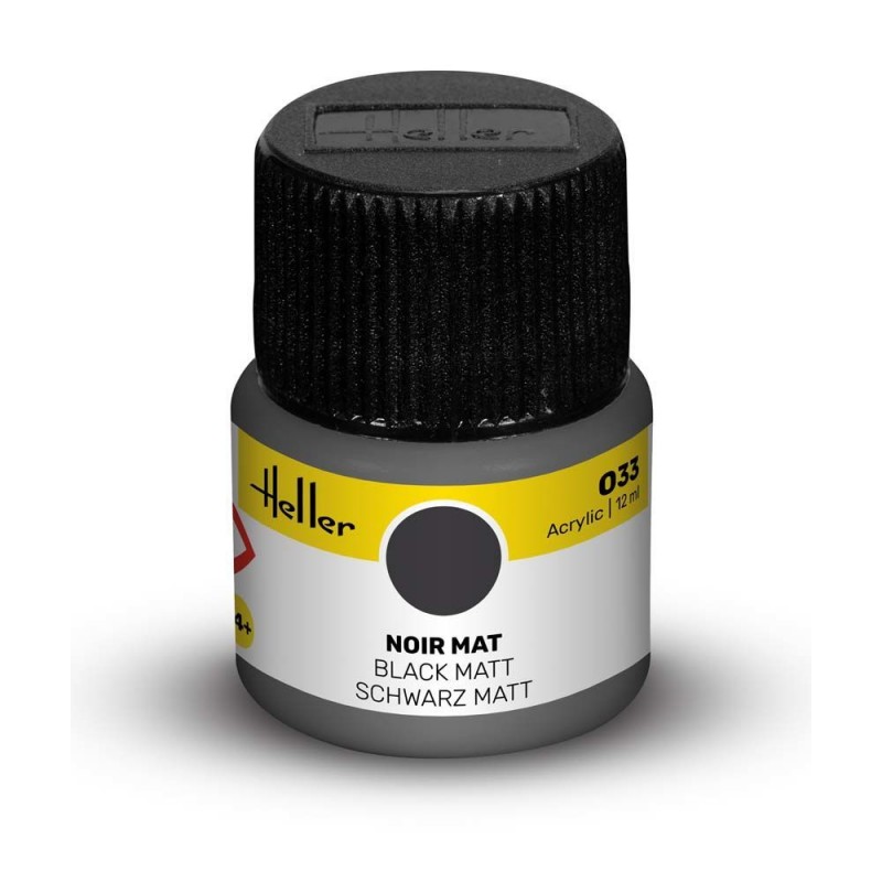 Peinture Acrylique Heller, Ref 030  Couleur Noir mat, ean 3279510090338