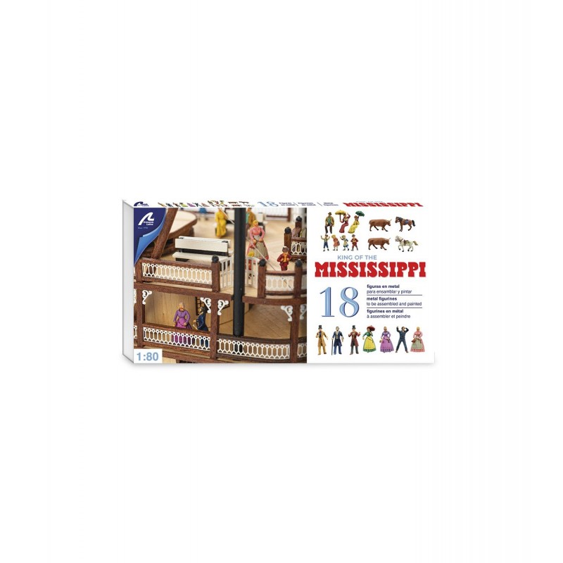 Ensemble de 18 Figurines en Métal: Bateau à Vapeur King of the Mississippi, EAN 8437021128062