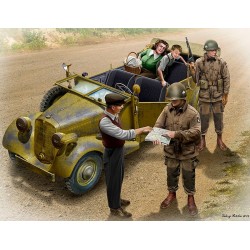 Master Box 35161 – Parachutistes américains et civils avec véhicule allemand – 1/35