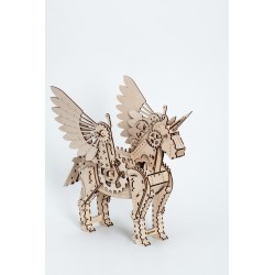 mr PlayWood Puzzle 3d steampunk en bois, La Licorne majestueuse. Puzzles 3d en bois
